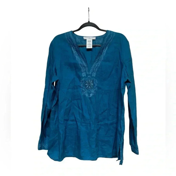 Josephine Chaus 💯 Linen Blouse Size L - Picture 1 of 6